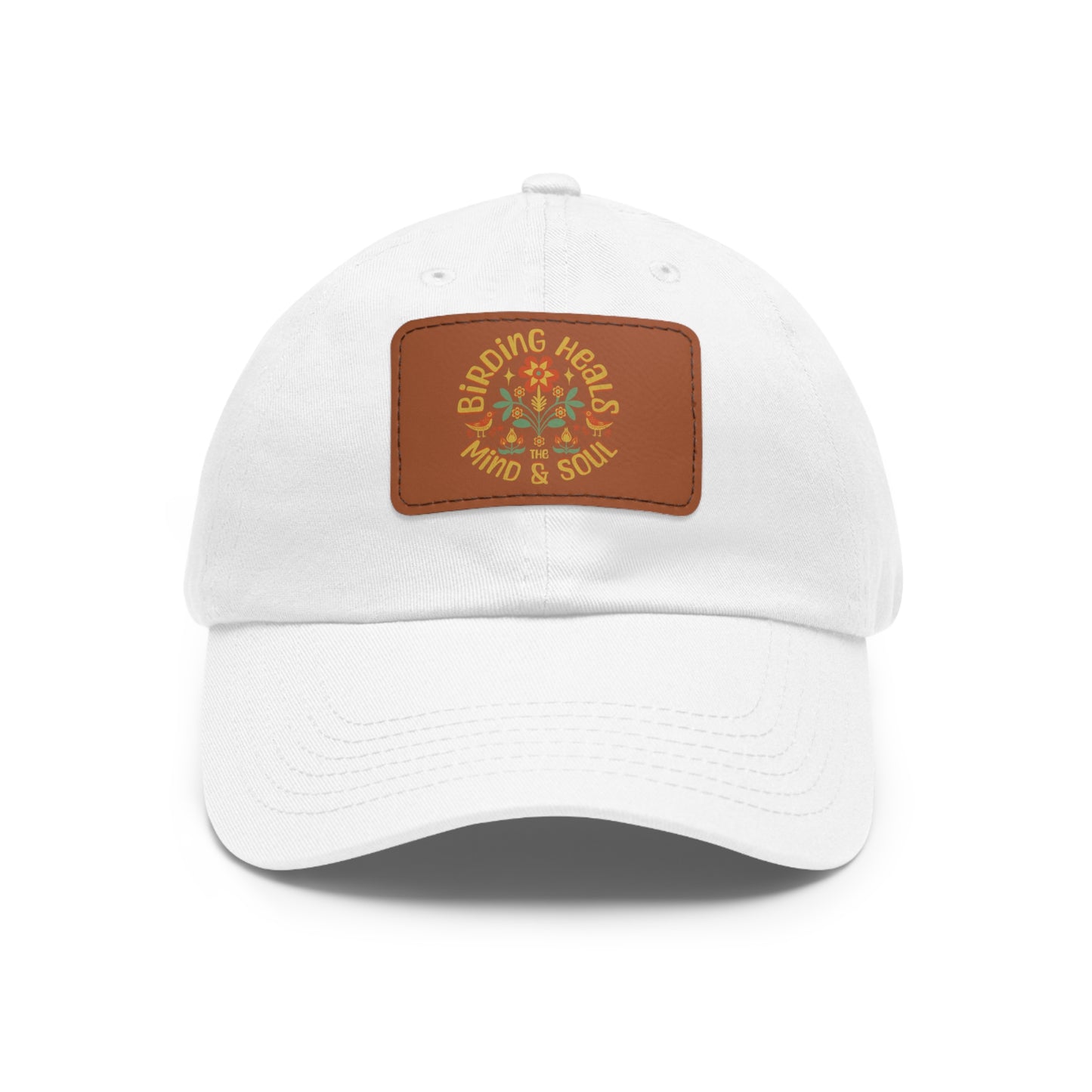 The Nerdy Birder Birding Heals with Leather Patch for Inspired by childhood memories of playful glamour, Stylish Outdoor Cap, Gift for Bird Watching Enthusiasts, Casual Fashion Accessory