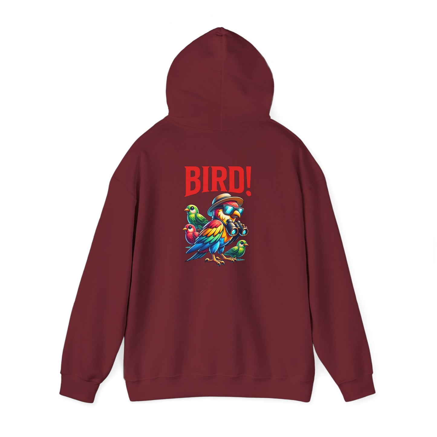 The Nerdy Birder - "Bird!" Back Design Unisex Hoodie - Cozy Sweatshirt for Nature Lovers