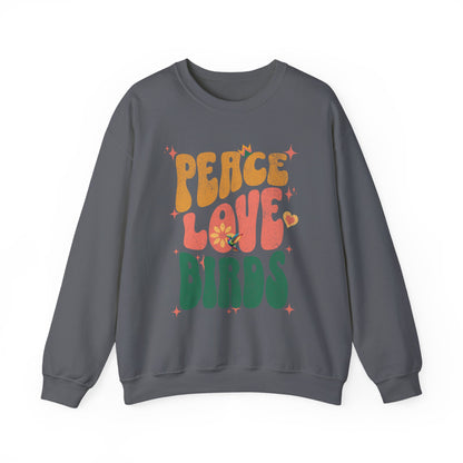 Peace Love Birds Crewneck Sweatshirt - Unisex Cozy Fashion for Nature Lovers