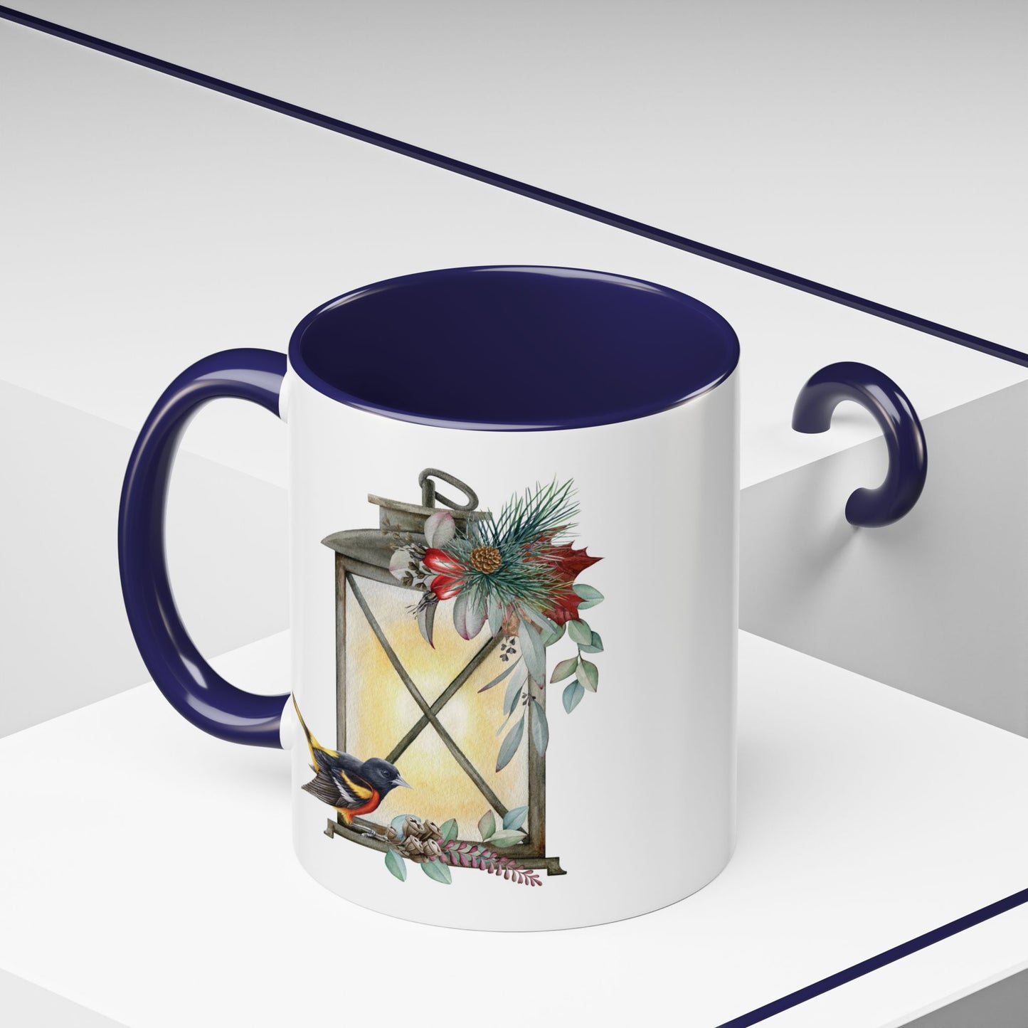 Cozy Christmas Lantern Accent Coffee Mug – Perfect Gift for Bird Lovers