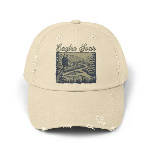 Eagles Soar Distressed Cap, Casual Hat for Bird Lovers, Unique Gift for Nature Enthusiasts, Trendy Apparel for Outdoor Adventures