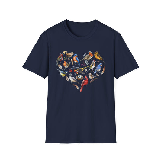 Heart of Birds Unisex Softstyle T-Shirt - Heart Design