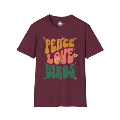 Peace Love Birds Unisex Softstyle T-Shirt - Retro Vibe Tee for Casual Wear