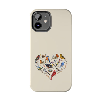 Bird Heart Tough Phone Cases - Cute Wildlife Design, Gift for Nature Enthusiasts, Durable Cases for Birdwatching