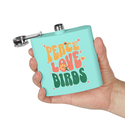 Peace Love Birds Stainless Steel Flask - 6oz