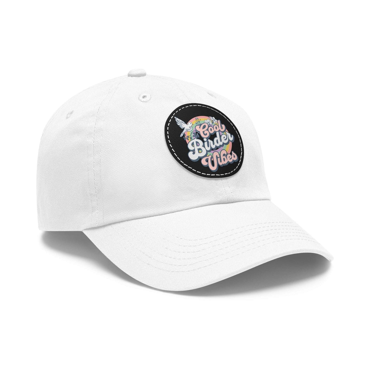 The Nerdy Birder - "Cool Birder Vibes" Dad Hat, Leather Patch Cap, Perfect Gift for Dads, Nature Lovers, Casual Style Cap, Summer Accessories