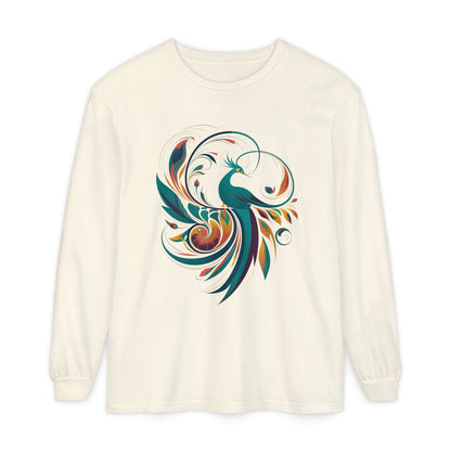 Bohemian Peacock Long Sleeve T-Shirt for Creative Souls