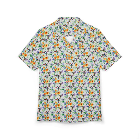 The Nerdy Birder - Hummingbird Button-Down Shirt, Summer Shirt, Hawaiian Shirt, Beachwear, Vacation Essentials, Casual Outfit