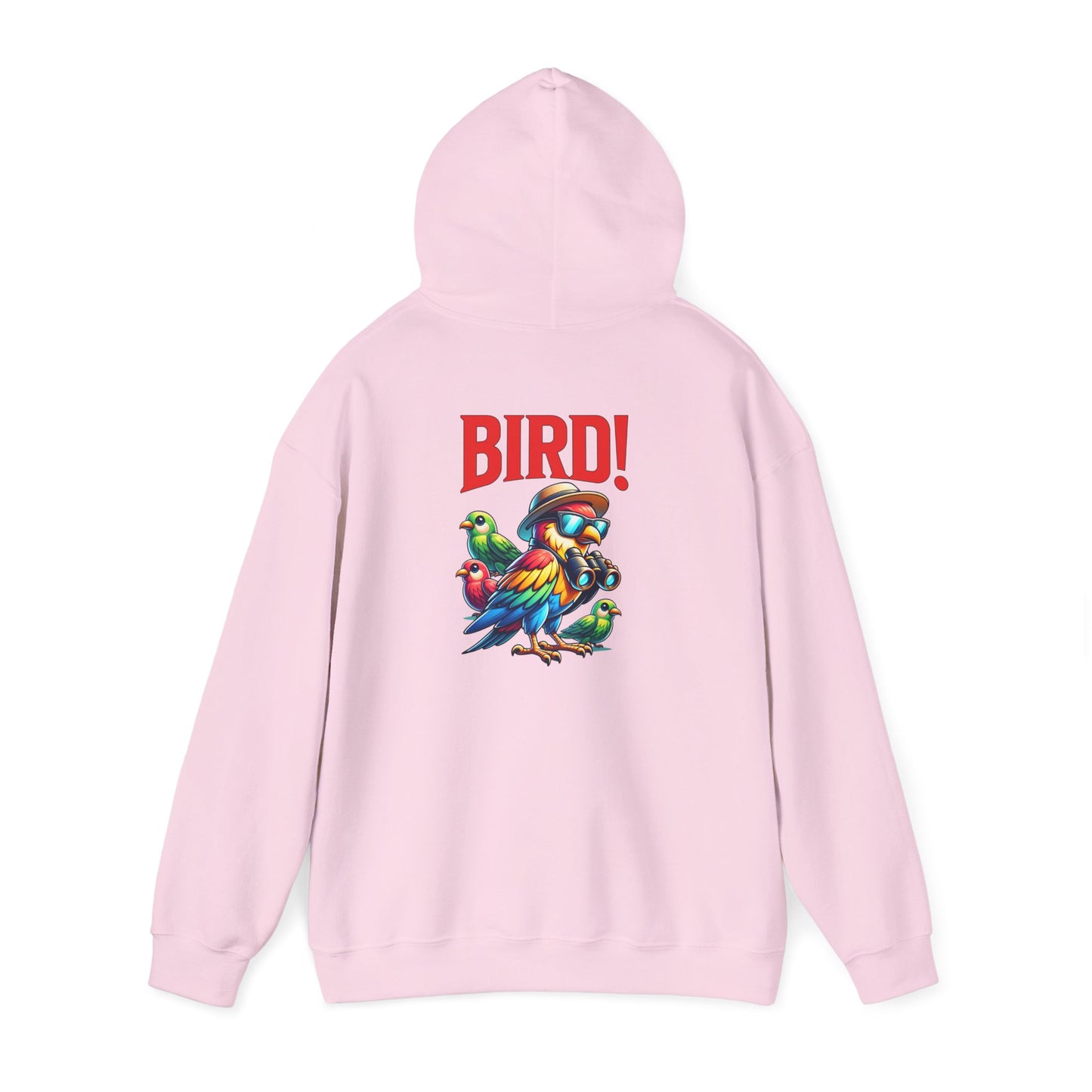 The Nerdy Birder - "Bird!" Back Design Unisex Hoodie - Cozy Sweatshirt for Nature Lovers