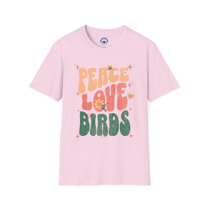 Peace Love Birds Unisex Softstyle T-Shirt - Retro Vibe Tee for Casual Wear