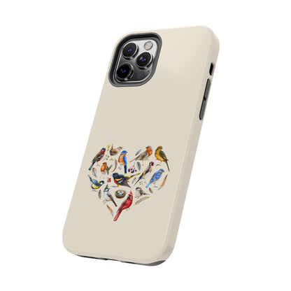 Bird Heart Tough Phone Cases - Cute Wildlife Design, Gift for Nature Enthusiasts, Durable Cases for Birdwatching