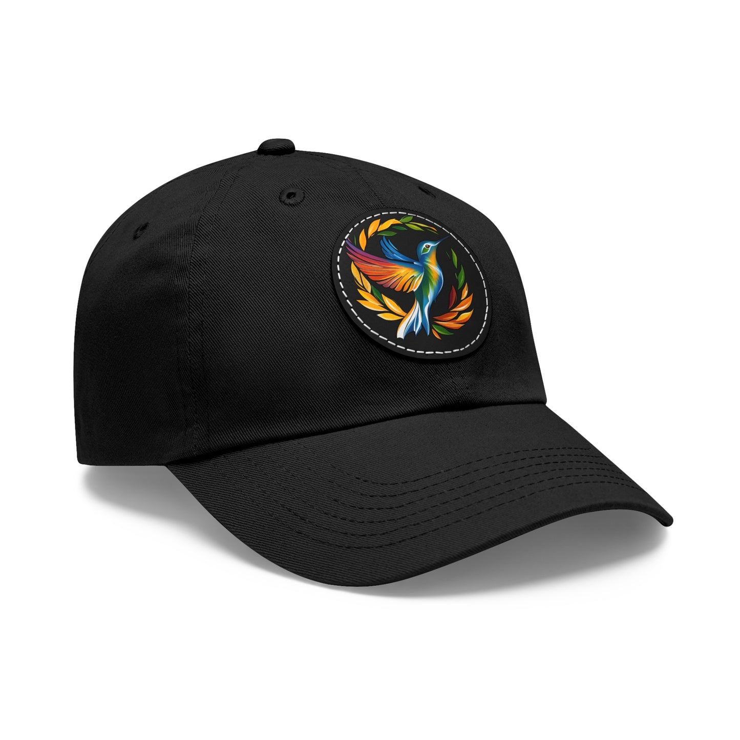 Hummingbird Rainbow Hat Leather Patch Cap