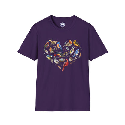 Bird Heart Unisex Softstyle T-Shirt - Heart Design