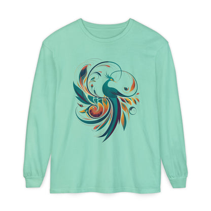 Bohemian Peacock Long Sleeve T-Shirt for Creative Souls