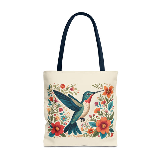 Hummingbird In Bloom Tote Bag - Natural color