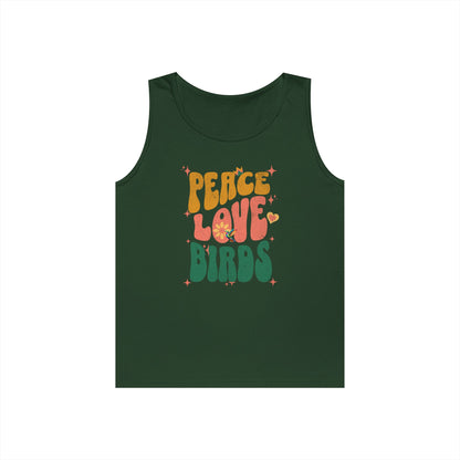 The Nerdy Birder Peace Love Birds Tank Top, Gift for Bird Lovers, Unisex Summer Wear, Fun Casual Tank