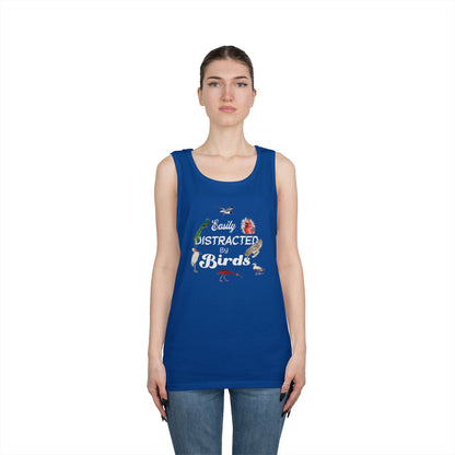 The Nerdy Birder Easily Distracted By Birds Tank Top, Gift for Bird Lovers, Unisex Summer Wear, Nature Lover's Apparel, Fun Casual Tank