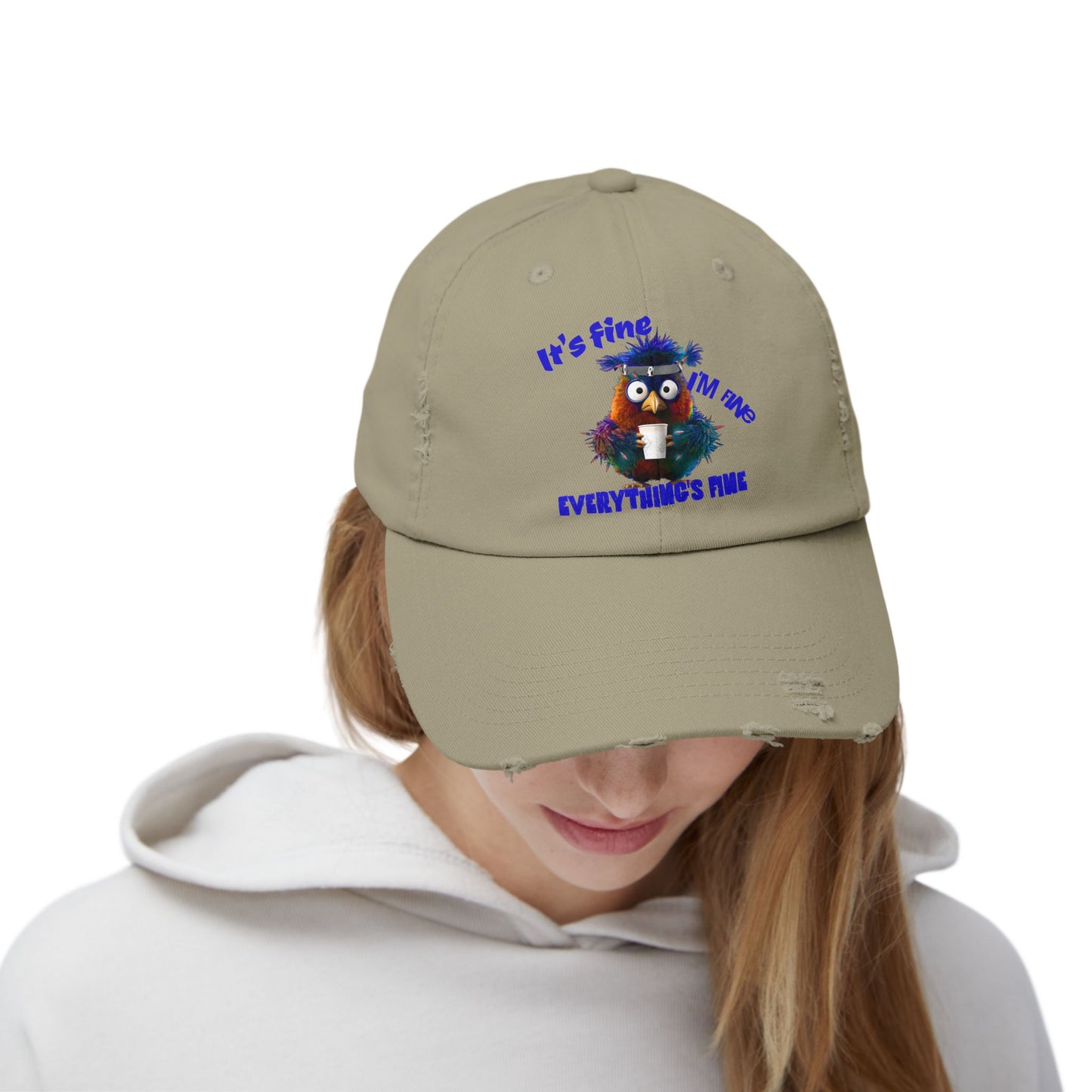 The Nerdy Birder It's Fine Everything's Fine e Vintage Style Hat - Unisex Distressed Cap