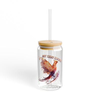 The Nerdy Birder Not Today Cluckers 16oz Sipper Glass With Bamboo Lid