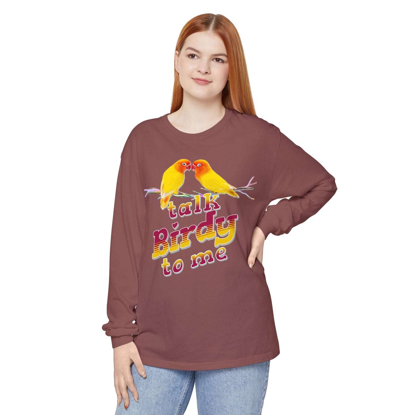 Talk Birdy To Me Colorful Bird Lovers Long Sleeve T-Shirt